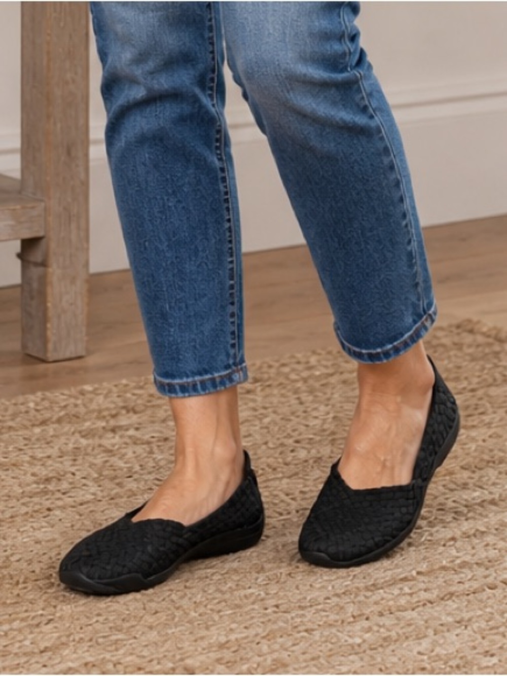 Bernie Mev Catwalk Black Woven Stretch Flats Comfort Shoes EU 40 (US 9) NWT